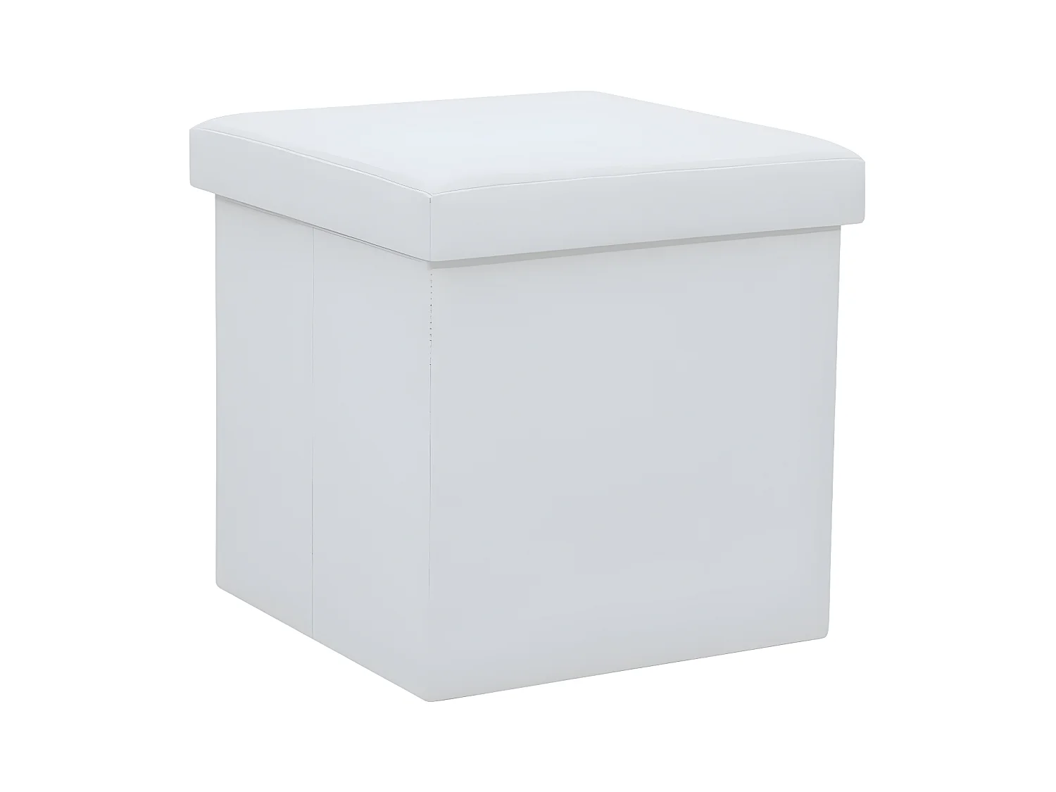 Pouf carré pliable similicuir blanc Arania - Lot de 2