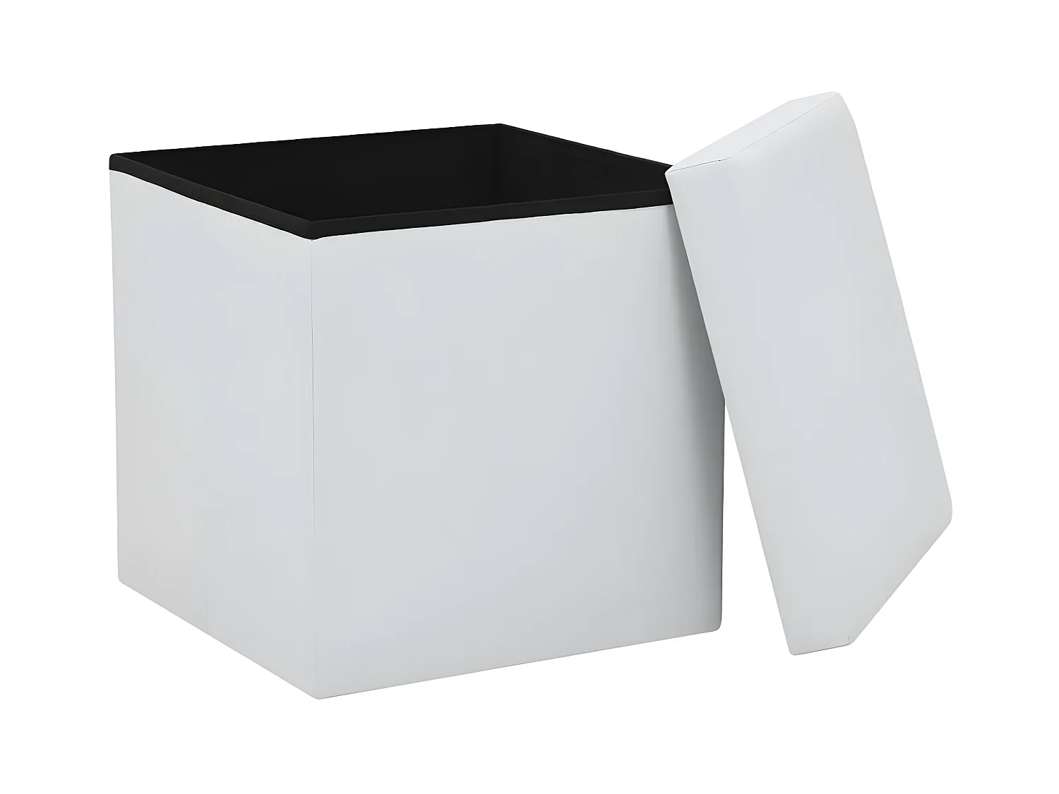 Pouf carré pliable similicuir blanc Arania - Lot de 2