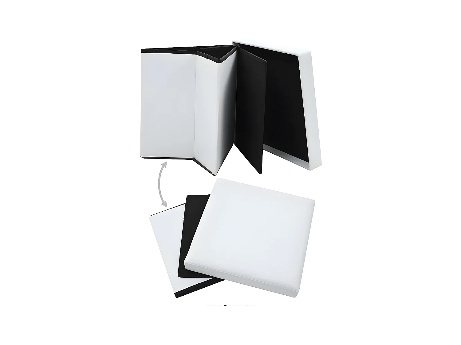 Pouf carré pliable similicuir blanc Arania - Lot de 2