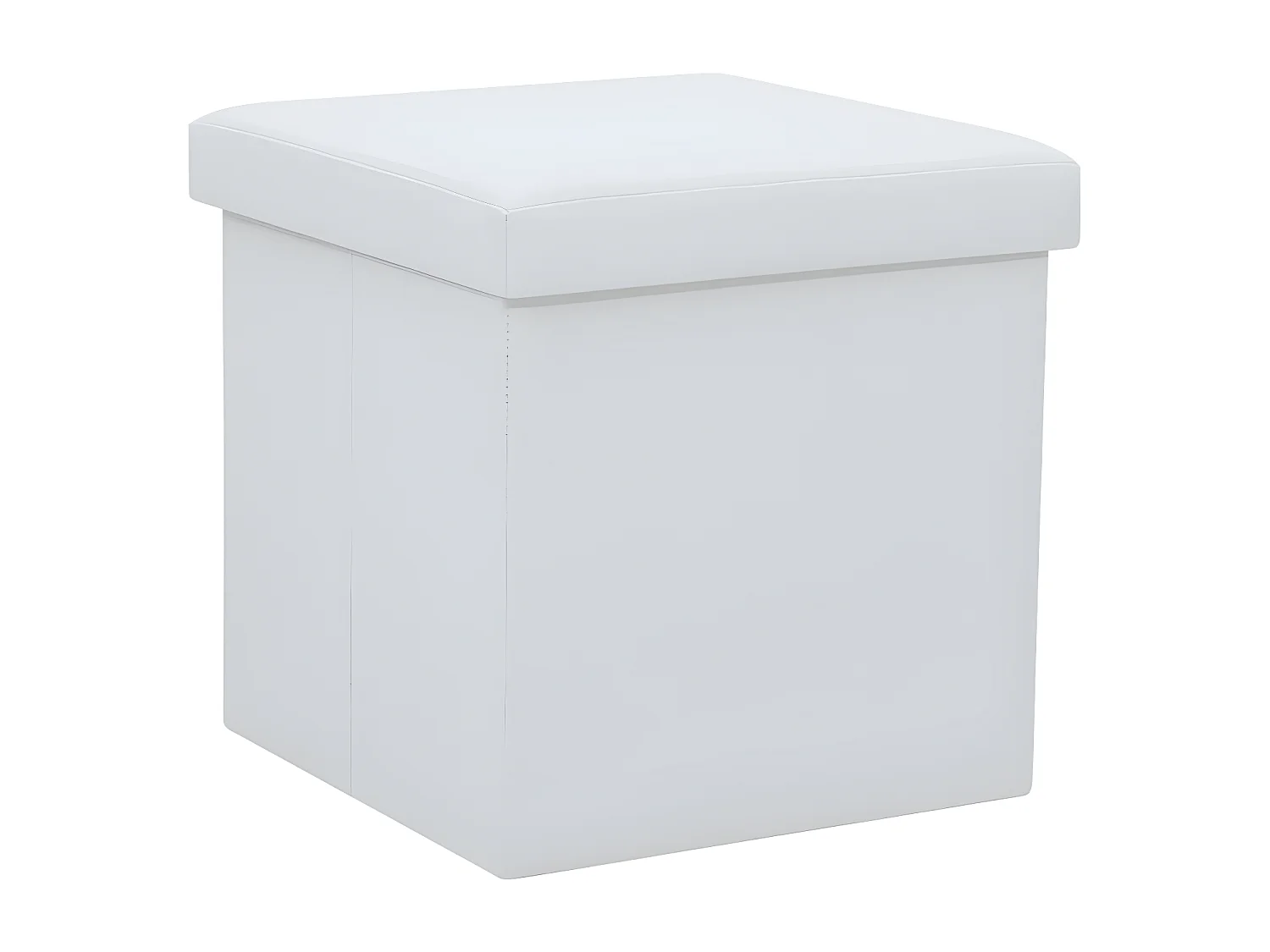 Pouf carré pliable similicuir blanc Arania - Lot de 2