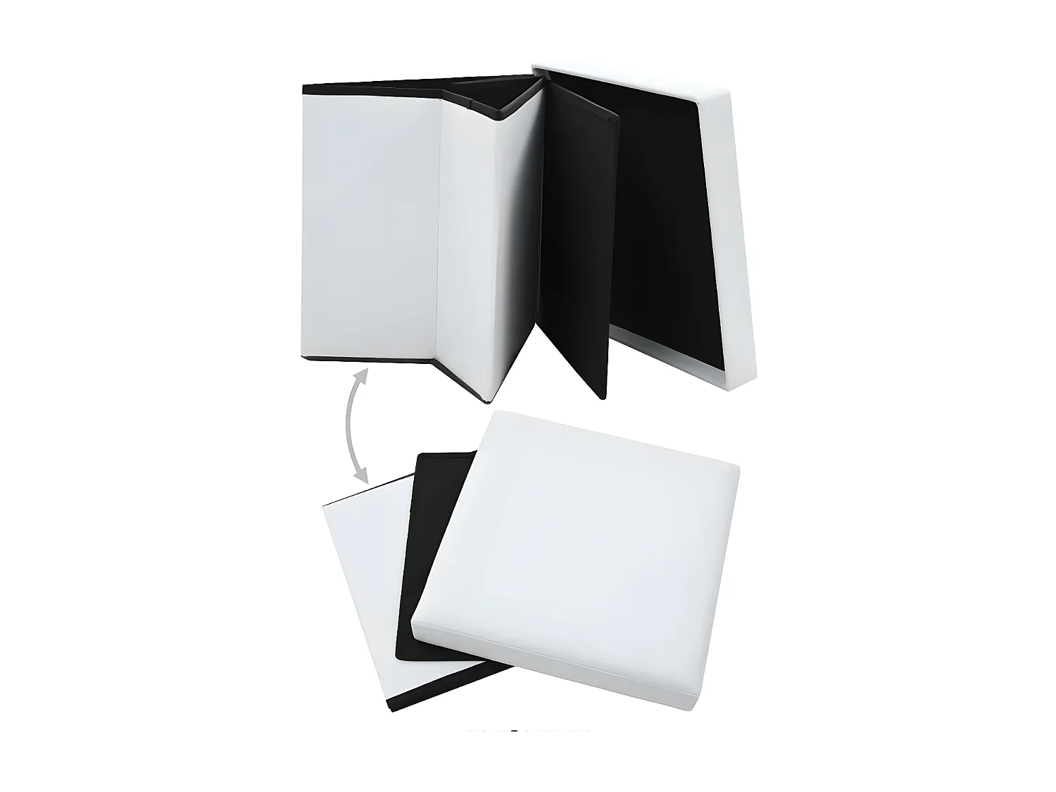 Pouf carré pliable similicuir blanc Arania - Lot de 2