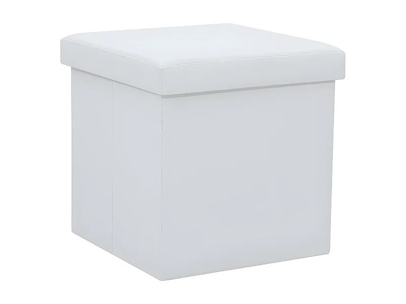 Pouf carré pliable similicuir blanc Arania - Lot de 2