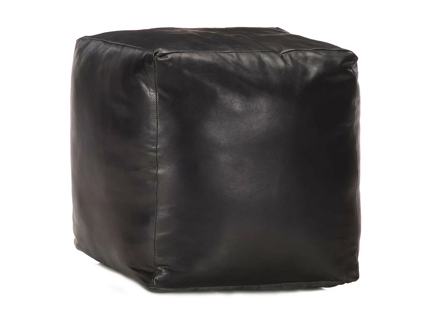 Pouf 40 x 40x40 Noir Cuir véritable de chèvre 2