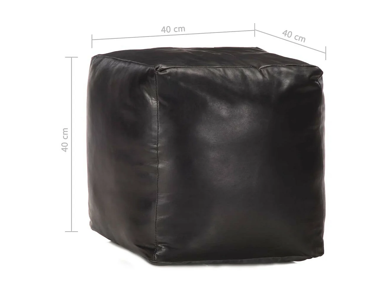 Pouf 40 x 40x40 Noir Cuir véritable de chèvre 2