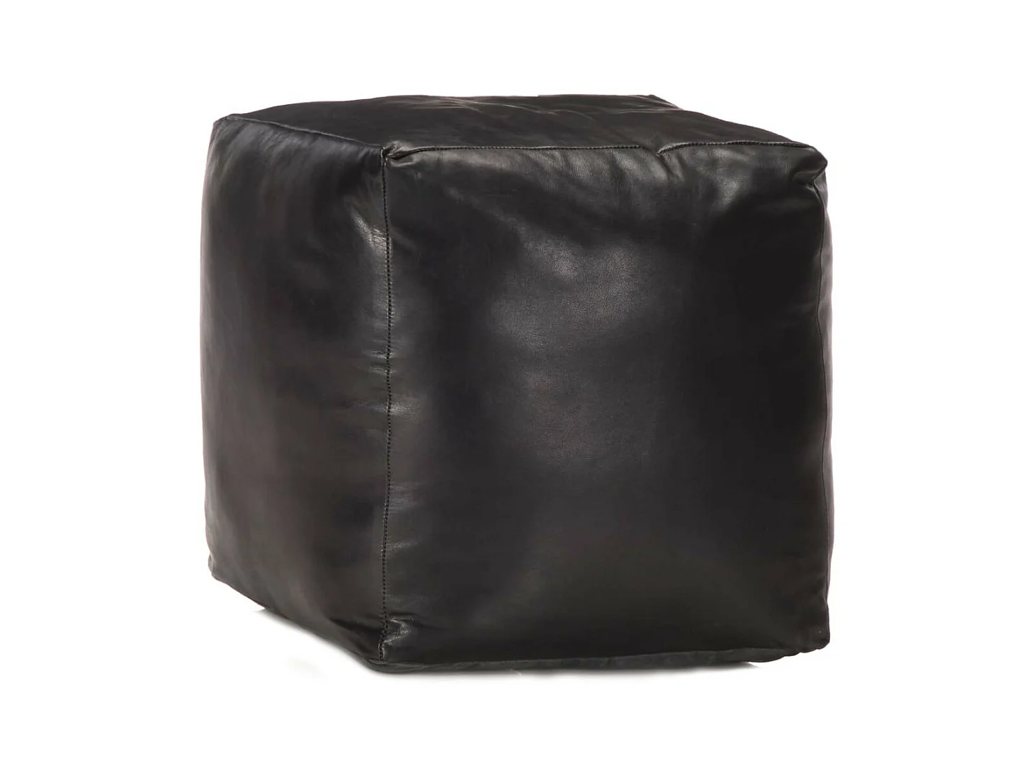 Pouf 40 x 40x40 Noir Cuir véritable de chèvre 2