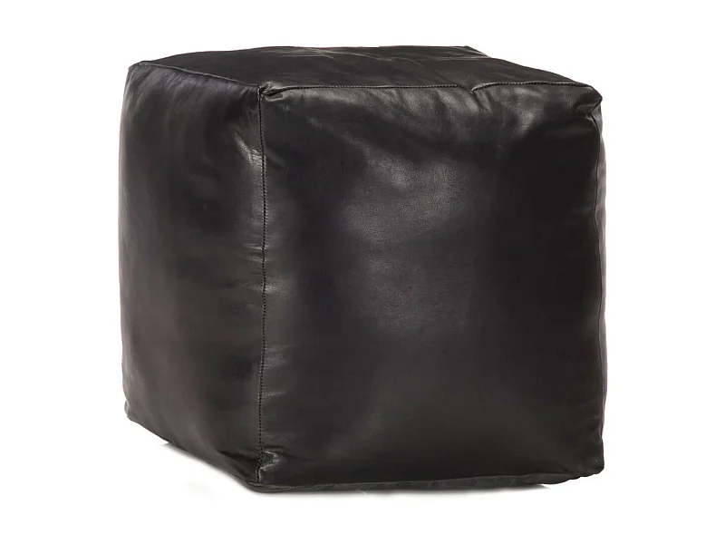 Pouf 40 x 40x40 Noir Cuir véritable de chèvre 2