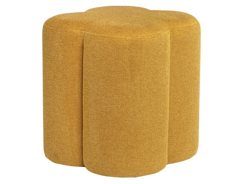 Pouf rond en tissu Kuba-Couleur Jaune moutarde