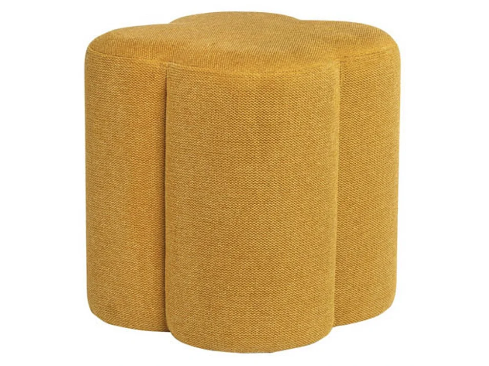 Pouf rond en tissu Kuba-Couleur Jaune moutarde