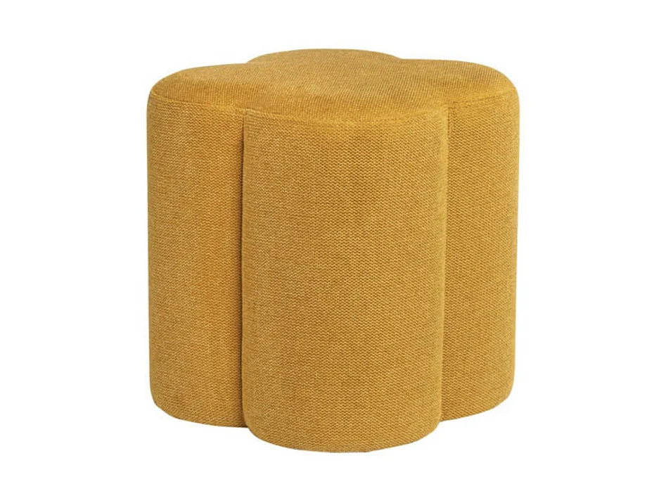Pouf rond en tissu Kuba-Couleur Jaune moutarde