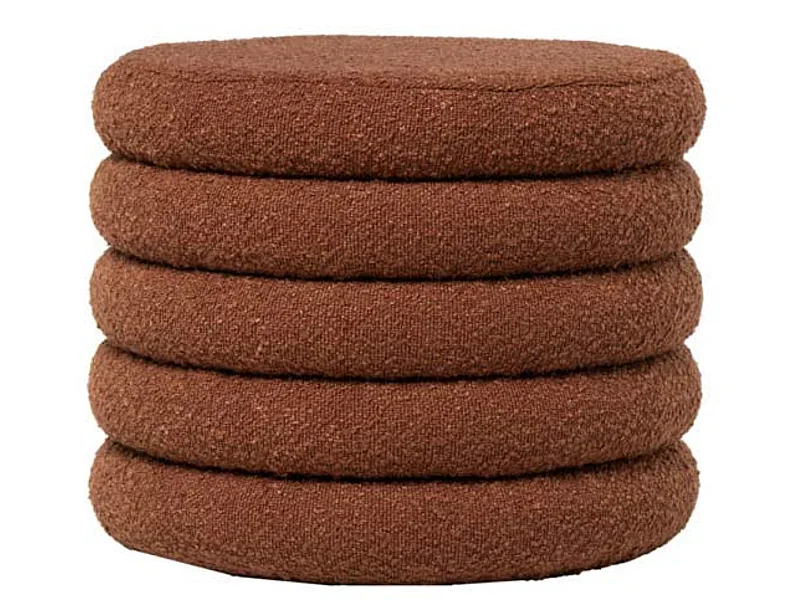 Pouf en tissu shearling avec rangement Kary-Couleur Rouge tomette