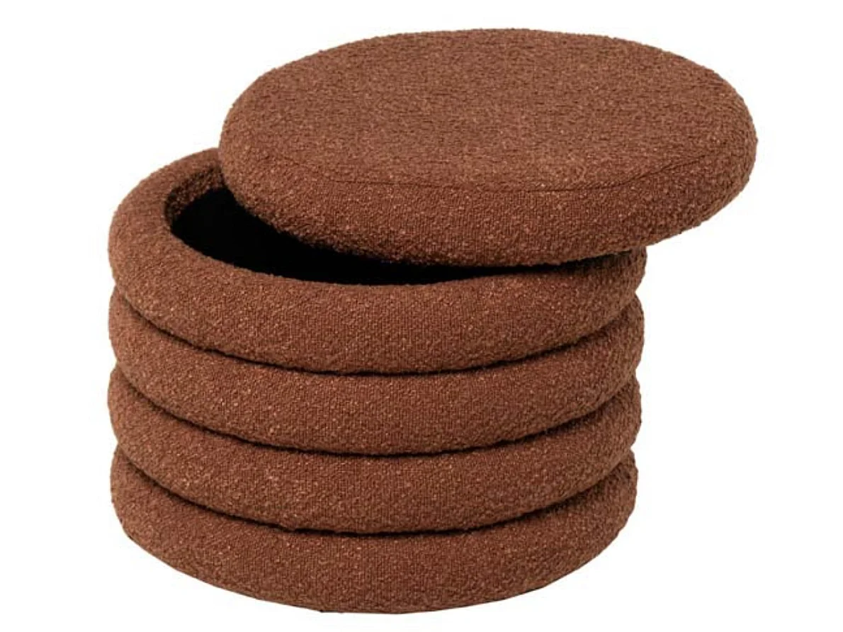 Pouf en tissu shearling avec rangement Kary-Couleur Rouge tomette