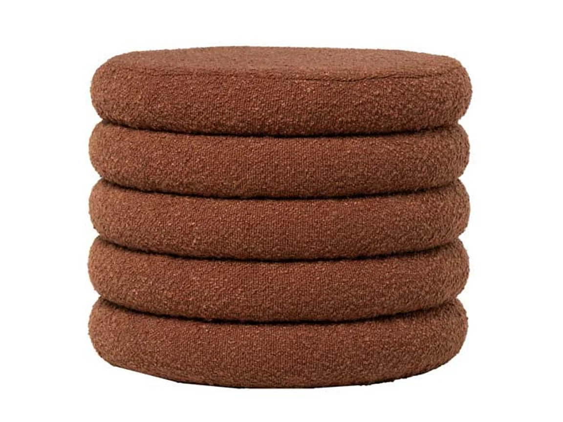 Pouf en tissu shearling avec rangement Kary-Couleur Rouge tomette