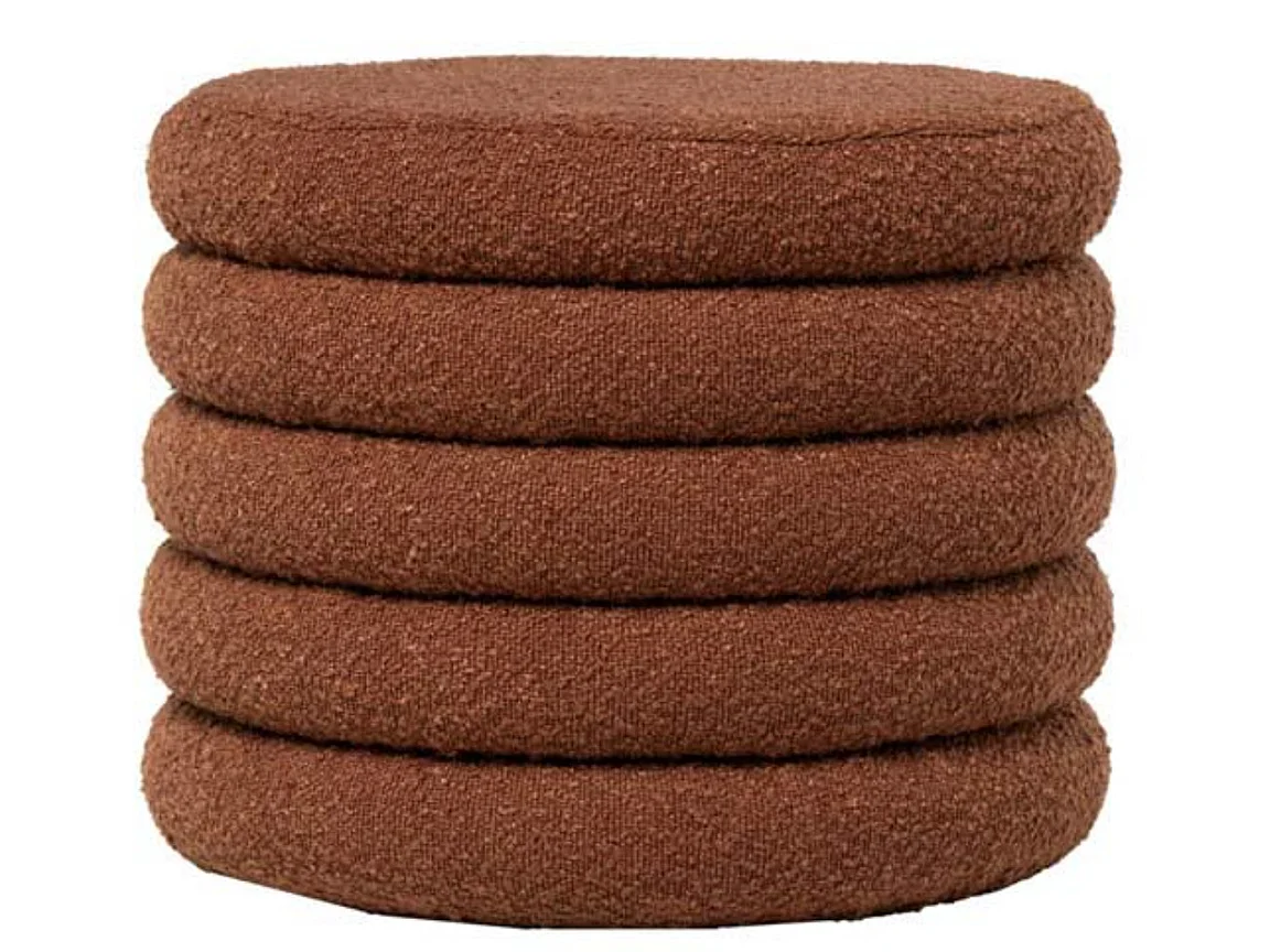 Pouf en tissu shearling avec rangement Kary-Couleur Rouge tomette