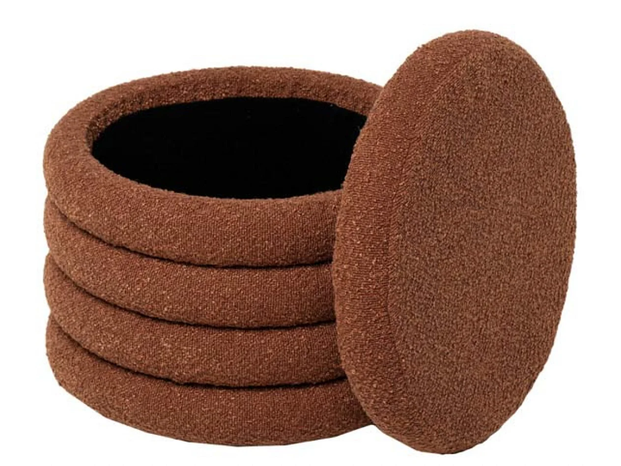 Pouf en tissu shearling avec rangement Kary-Couleur Rouge tomette