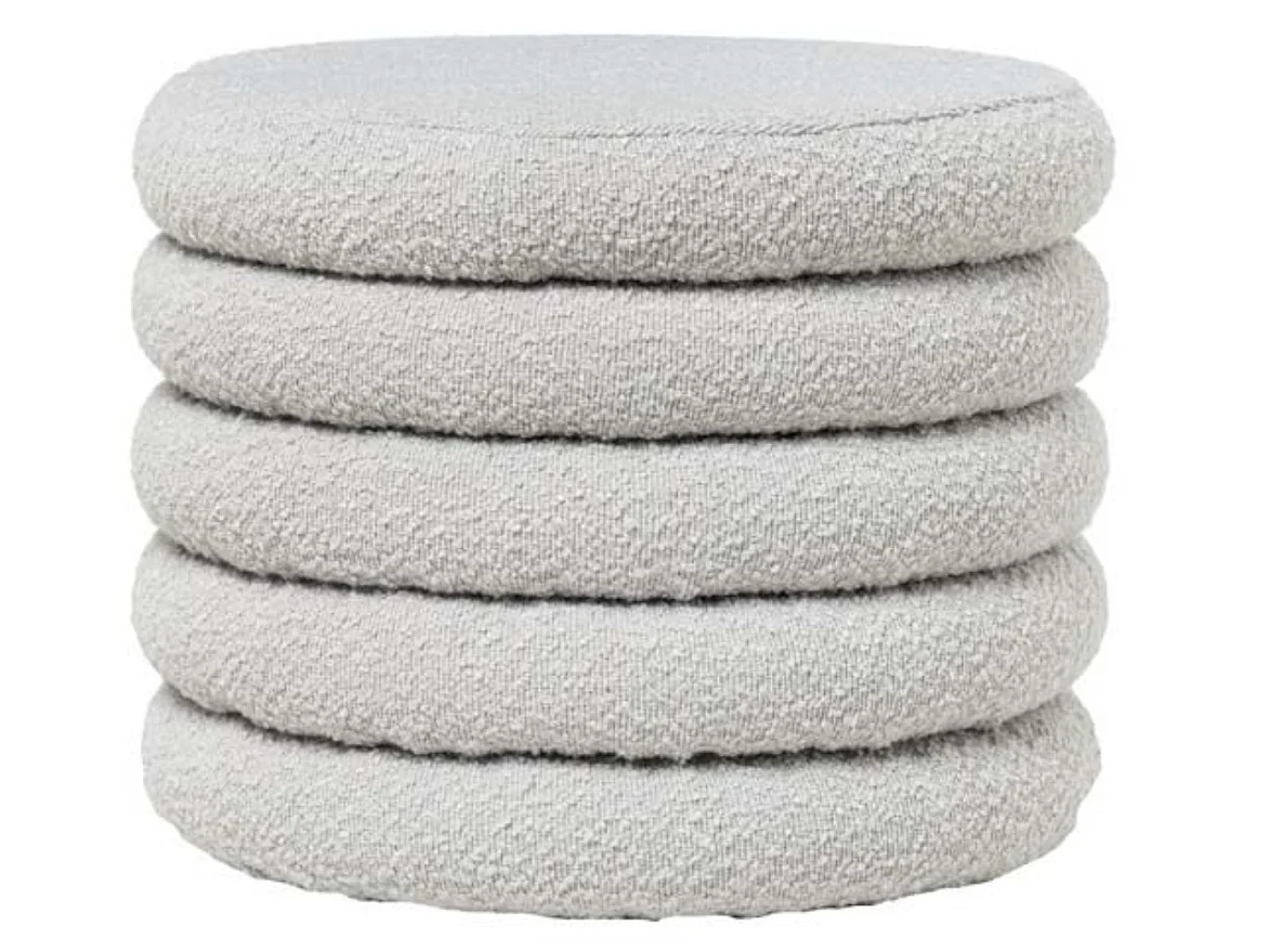 Pouf en tissu shearling avec rangement Kary-Couleur Gris clair