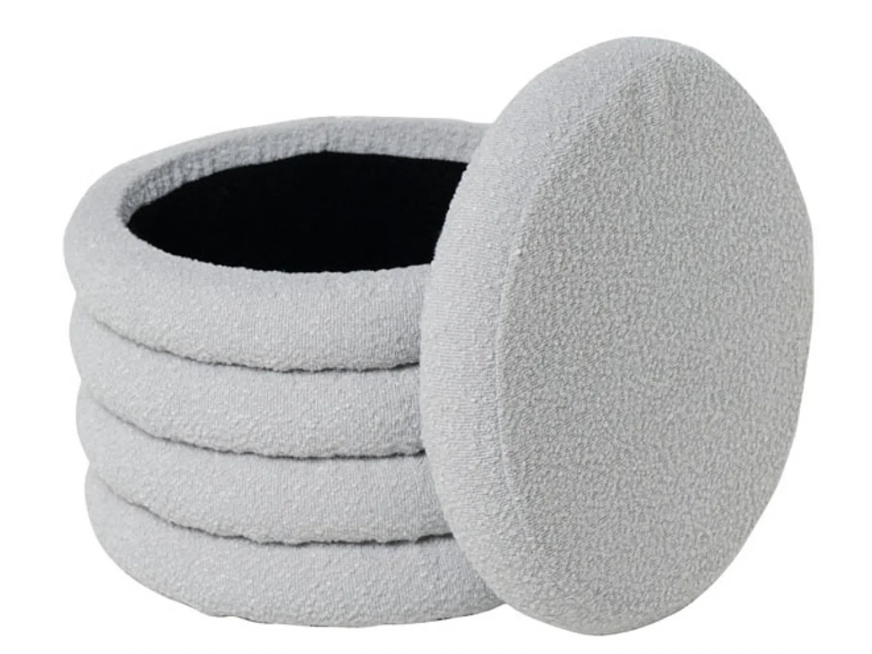 Pouf en tissu shearling avec rangement Kary-Couleur Gris clair