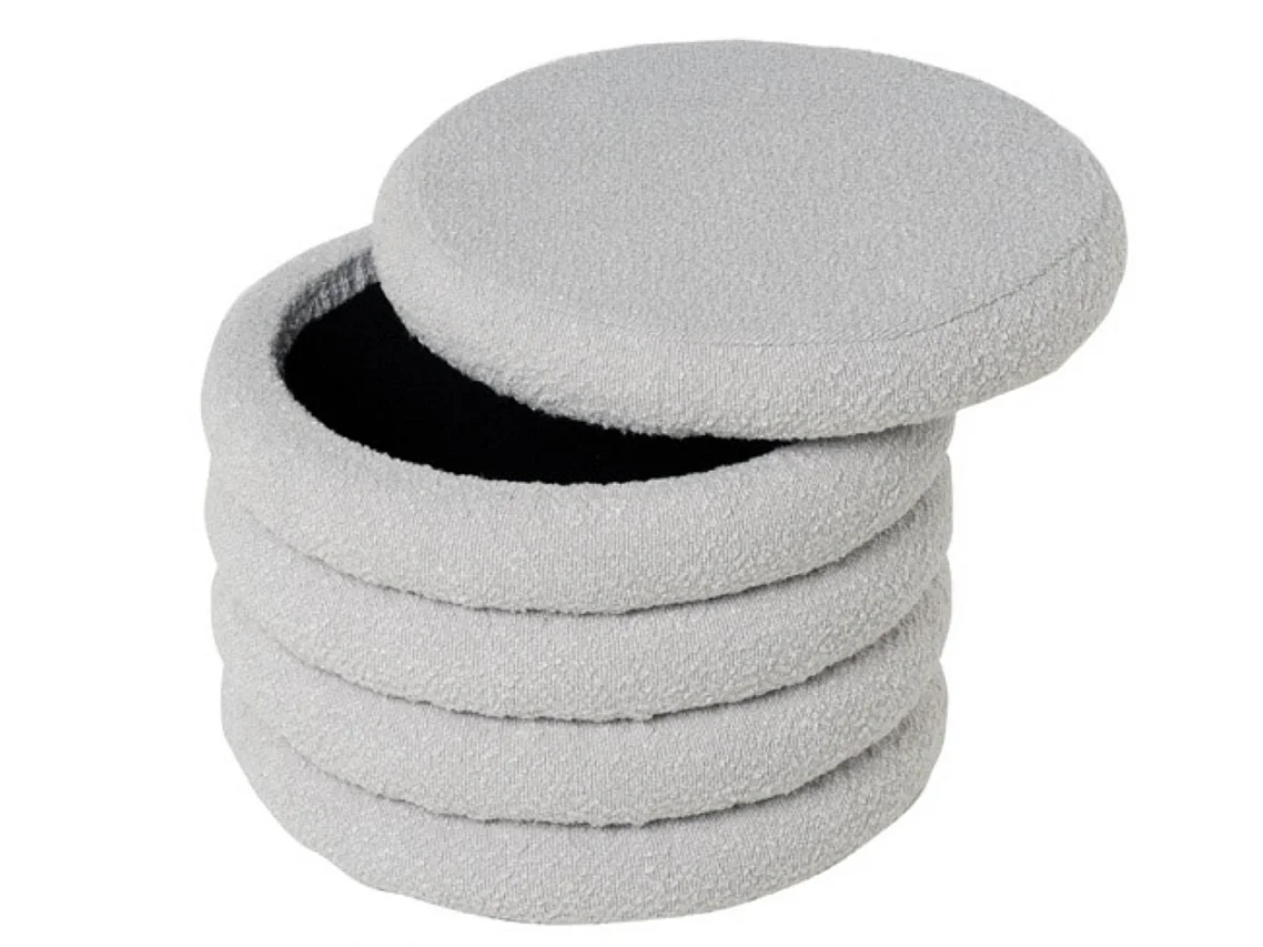 Pouf en tissu shearling avec rangement Kary-Couleur Gris clair