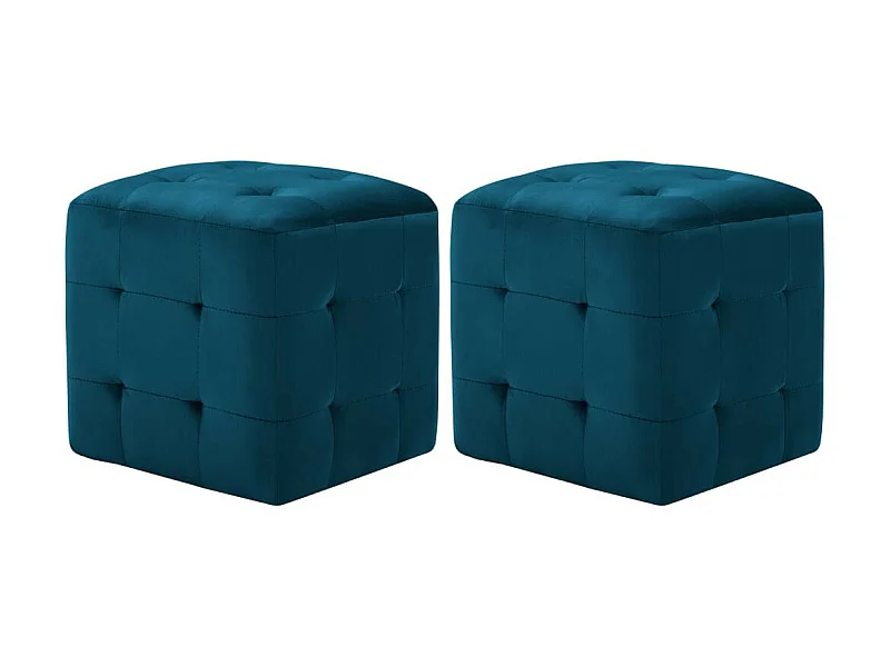 2 pcs Poufs Bleu 30 x 30x30 Tissu velours