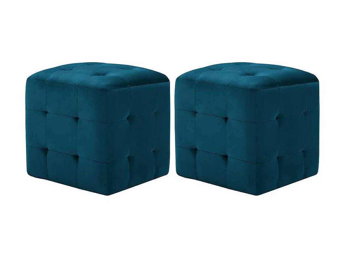 2 pcs Poufs Bleu 30 x 30x30 Tissu velours
