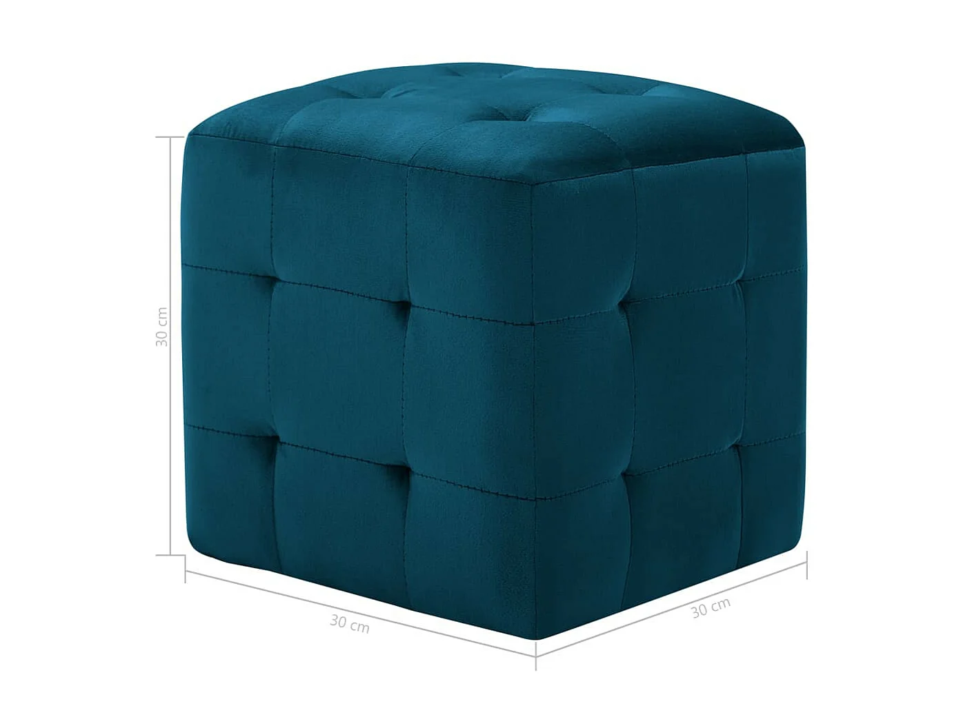 2 pcs Poufs Bleu 30 x 30x30 Tissu velours