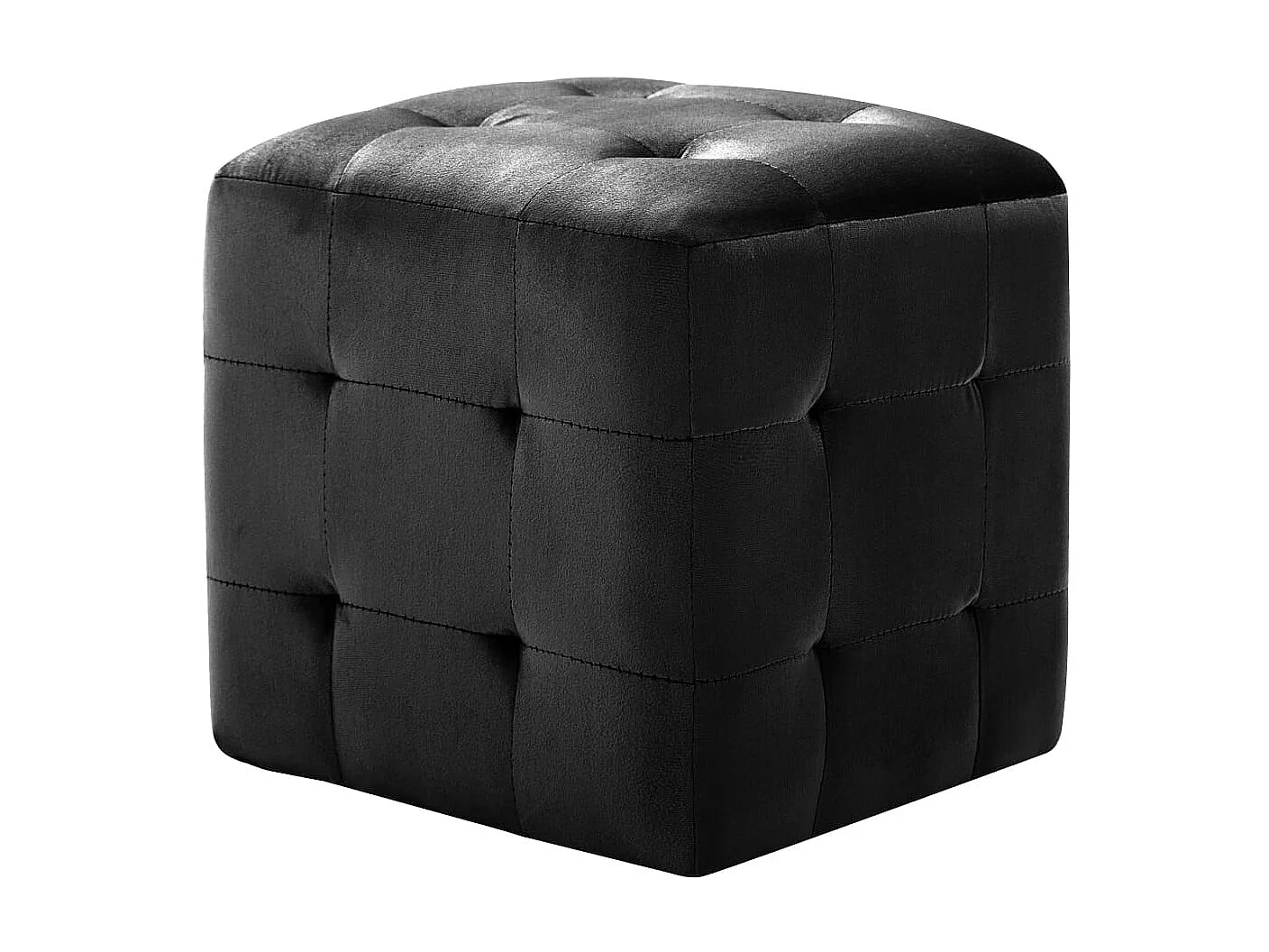 2 pcs Poufs Noir 30 x 30x30 Tissu velours