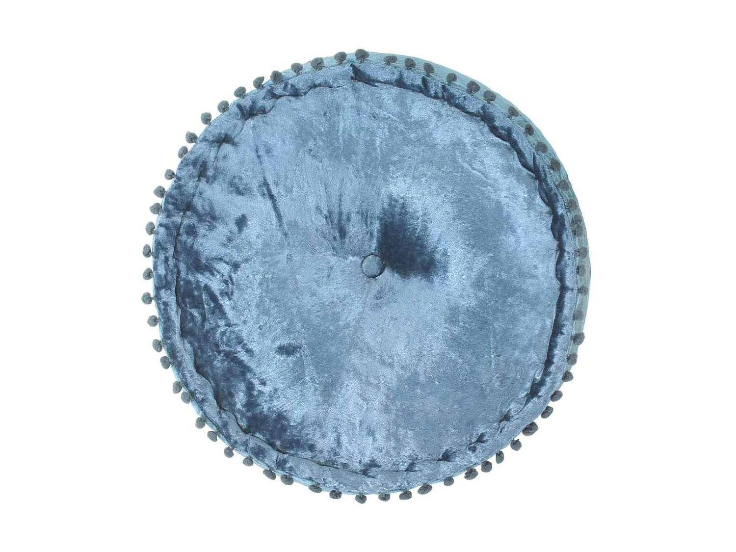 Pouf Rond Velours 40x20 Bleu