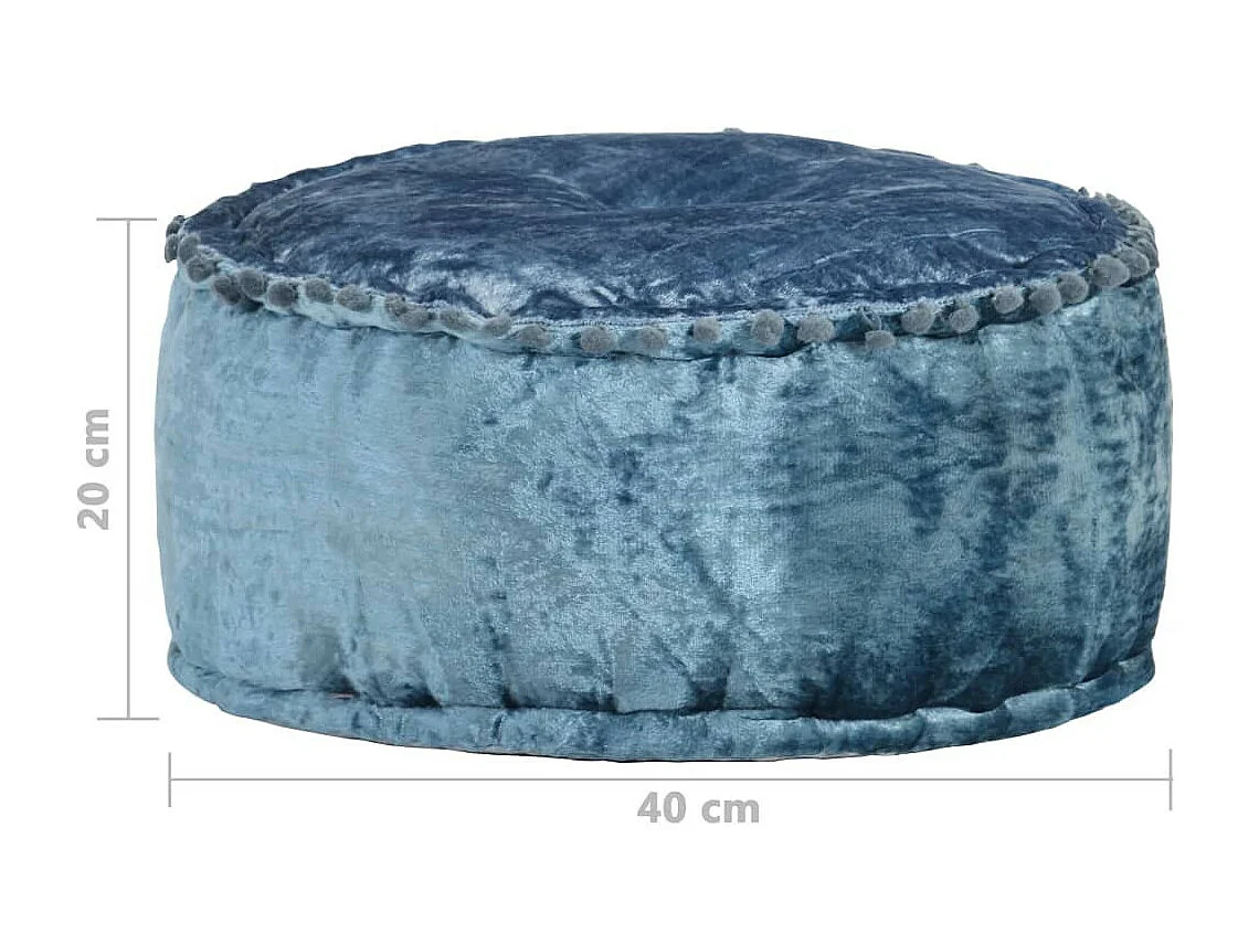 Pouf Rond Velours 40x20 Bleu
