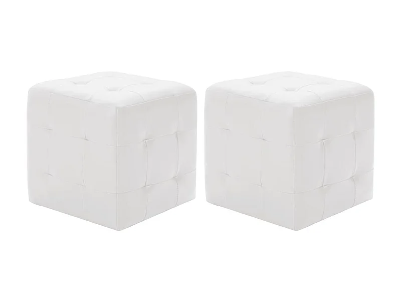 Poufs 2 pcs Blanc 30 x 30x30 Similicuir