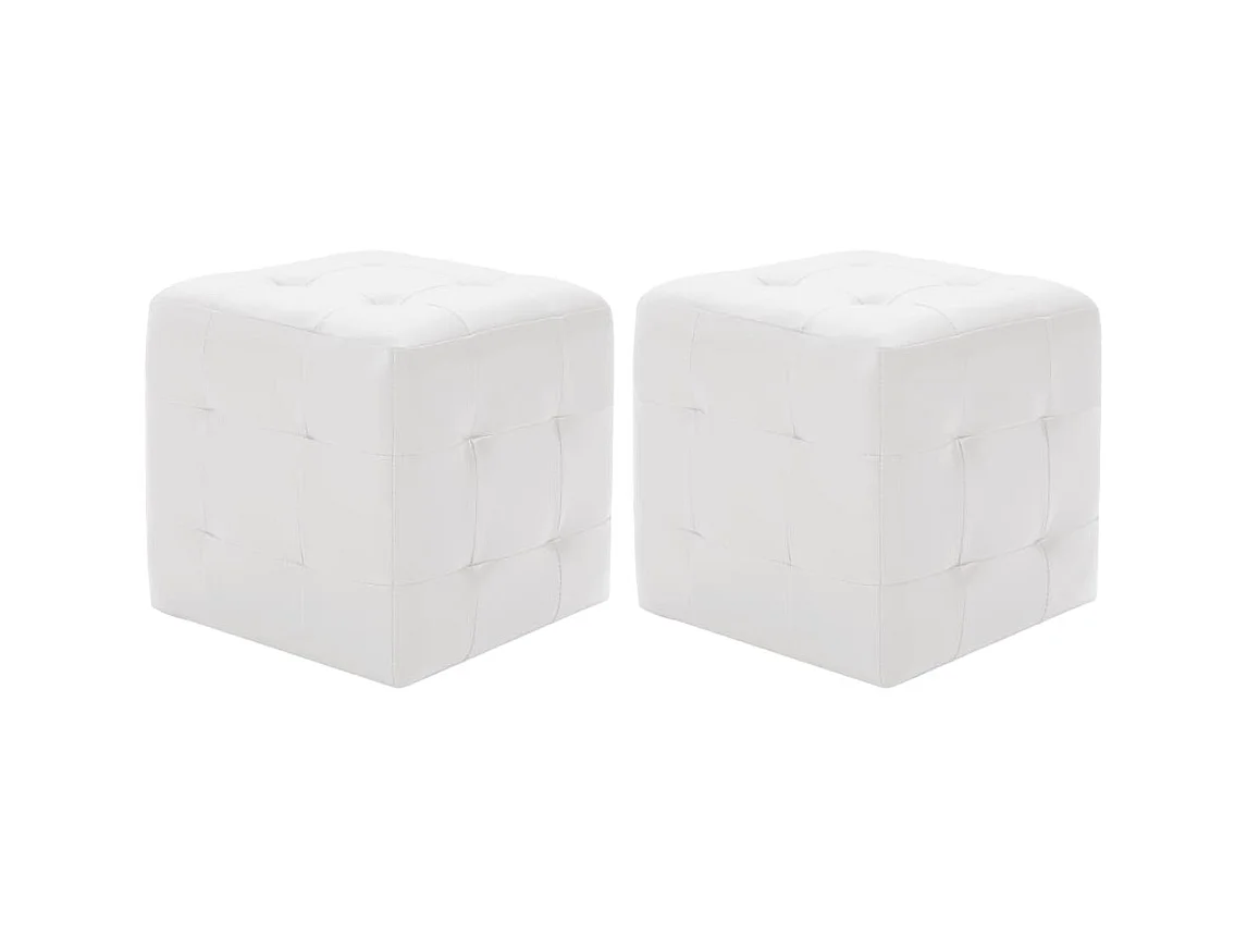 Poufs 2 pcs Blanc 30 x 30x30 Similicuir