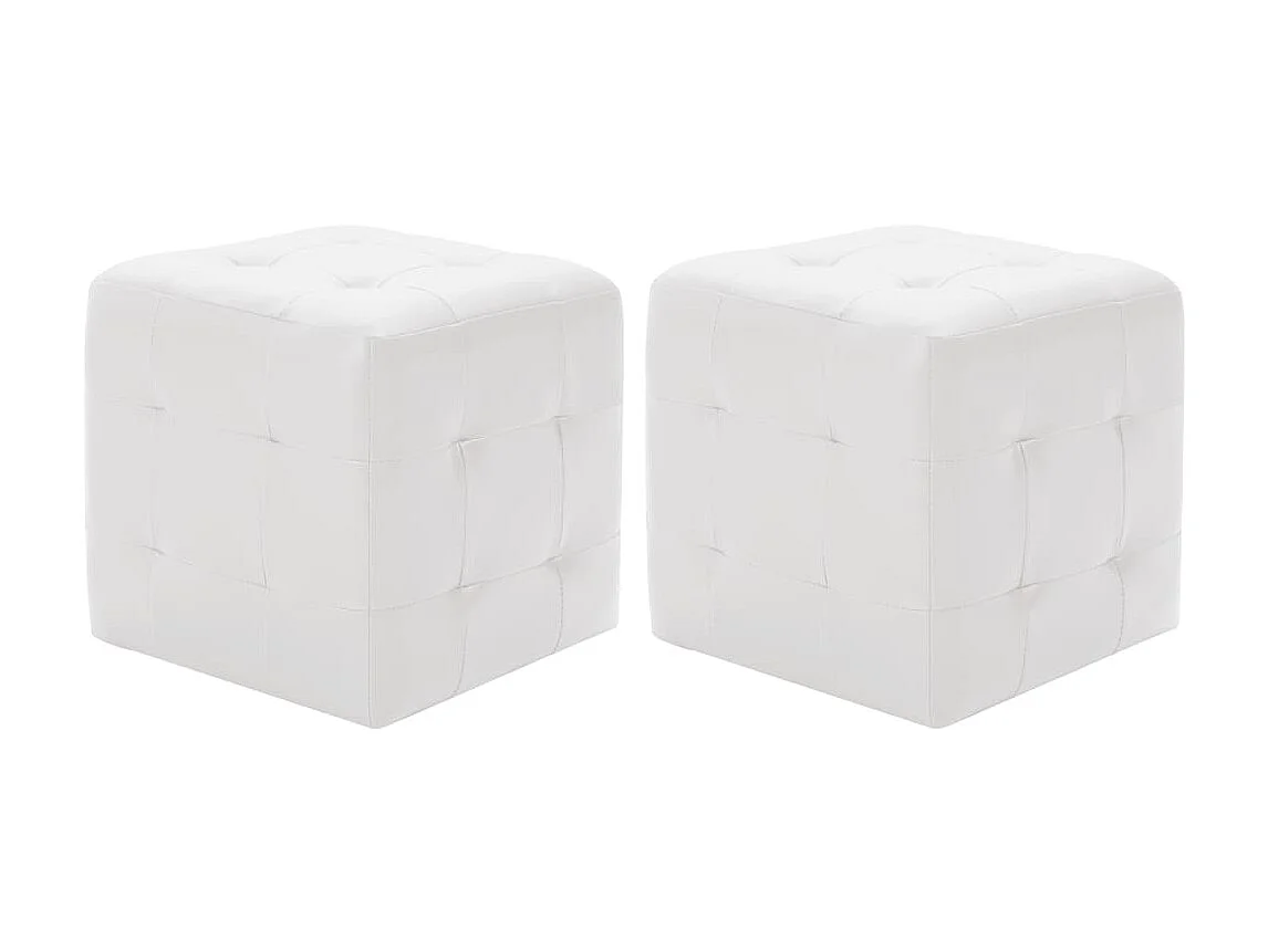 Poufs 2 pcs Blanc 30 x 30x30 Similicuir
