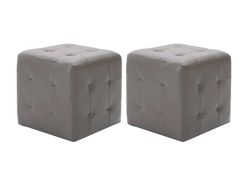 2 Poufs Gris 30 x 30x30 Similicuir
