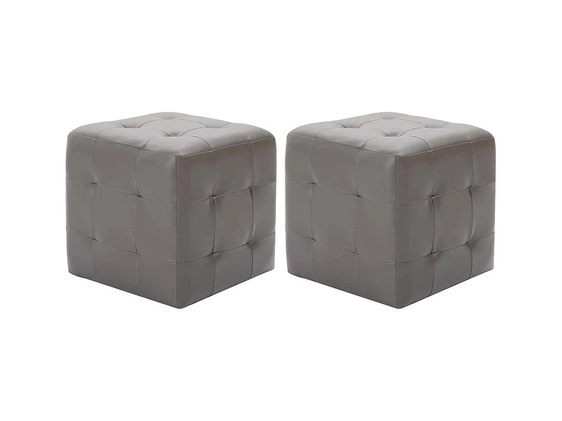 2 Poufs Gris 30 x 30x30 Similicuir