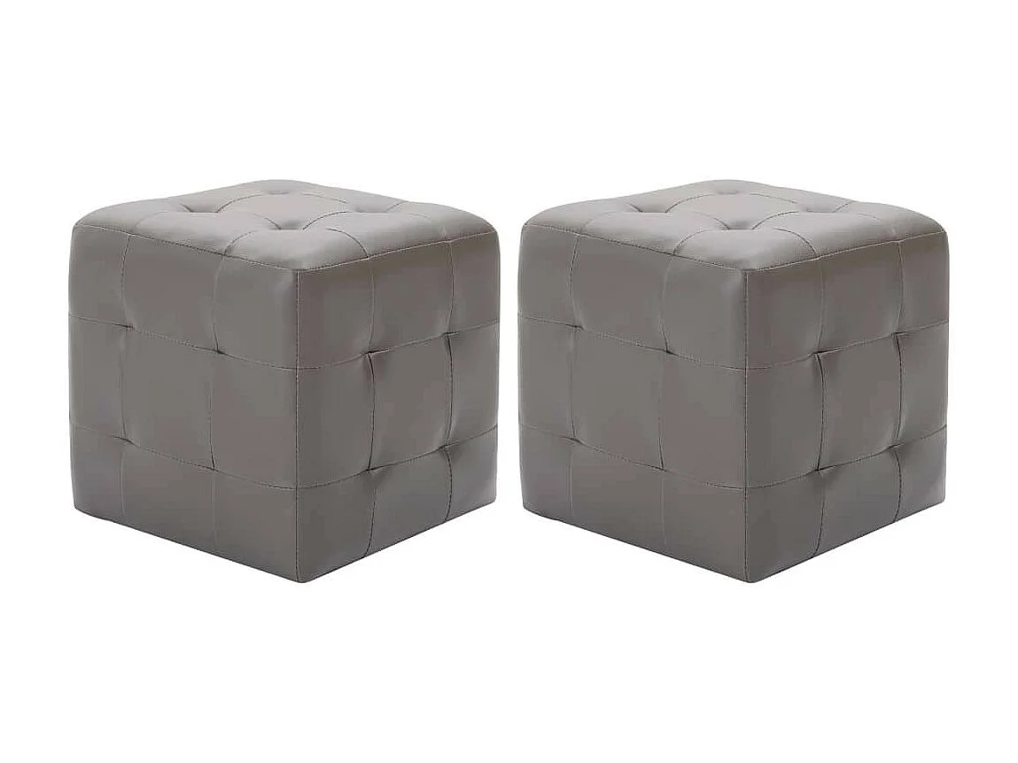 2 Poufs Gris 30 x 30x30 Similicuir