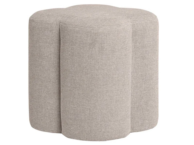 Pouf rond en tissu Kuba-Couleur Beige clair