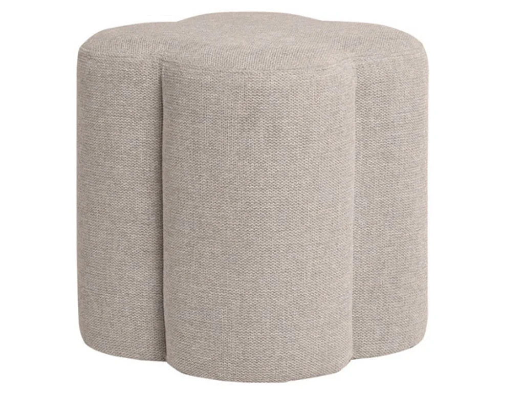 Pouf rond en tissu Kuba-Couleur Beige clair