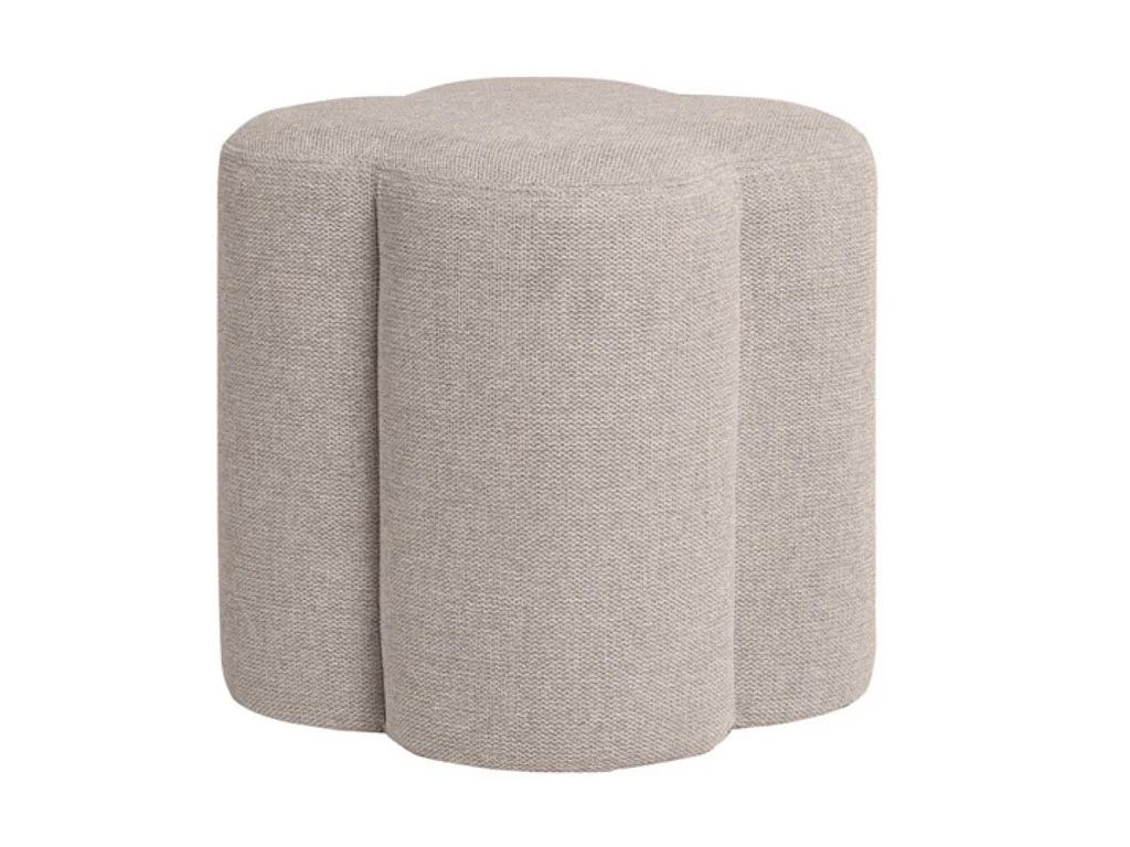 Pouf rond en tissu Kuba-Couleur Beige clair