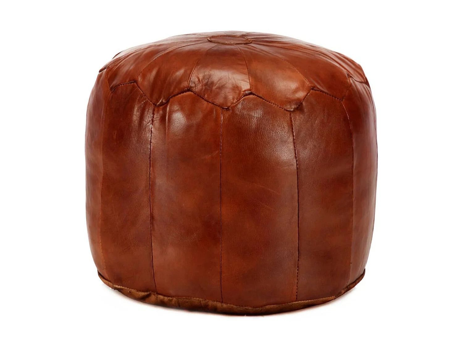 Pouf 40x35 Brun roux Cuir véritable de chèvre