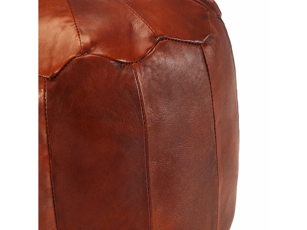 Pouf 40x35 Brun roux Cuir véritable de chèvre