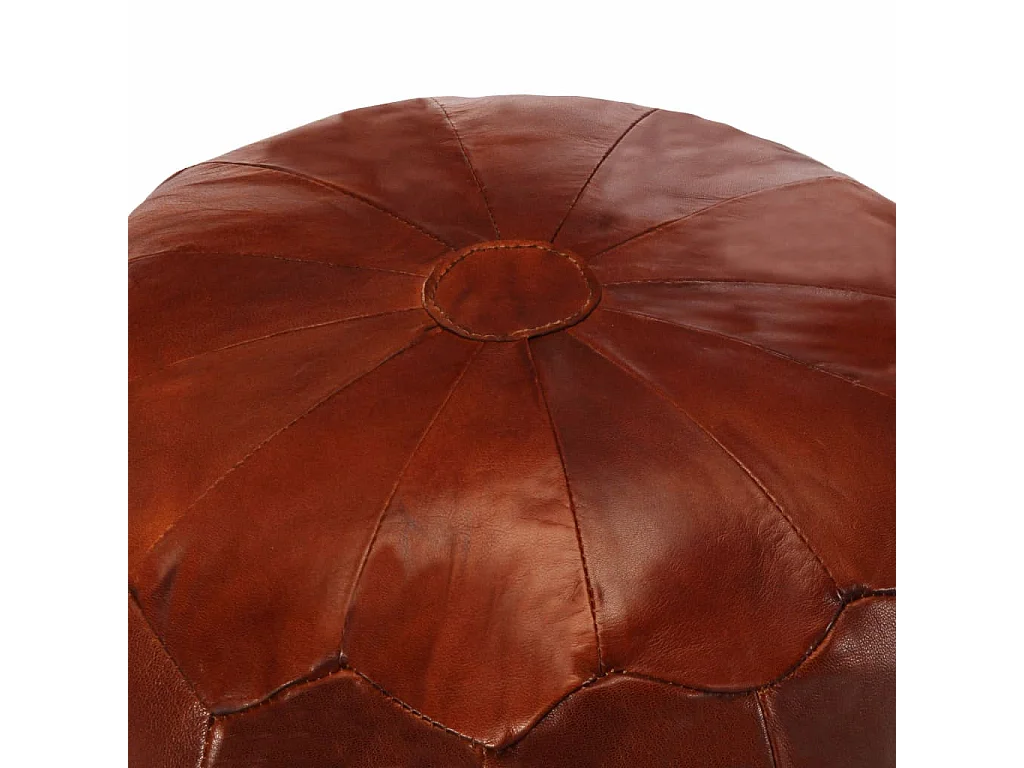 Pouf 40x35 Brun roux Cuir véritable de chèvre