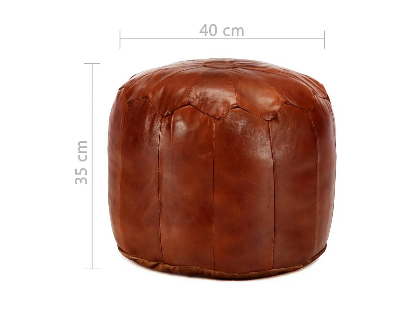 Pouf 40x35 Brun roux Cuir véritable de chèvre