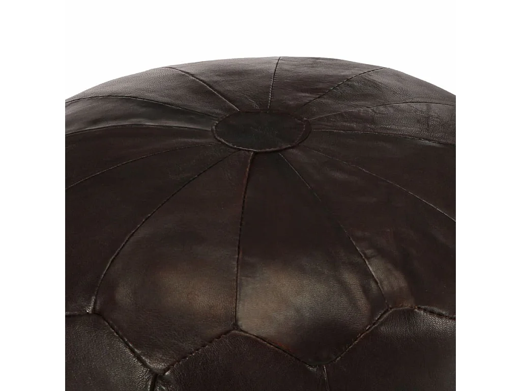 Pouf 40x35 Marron foncé Cuir véritable de chèvre