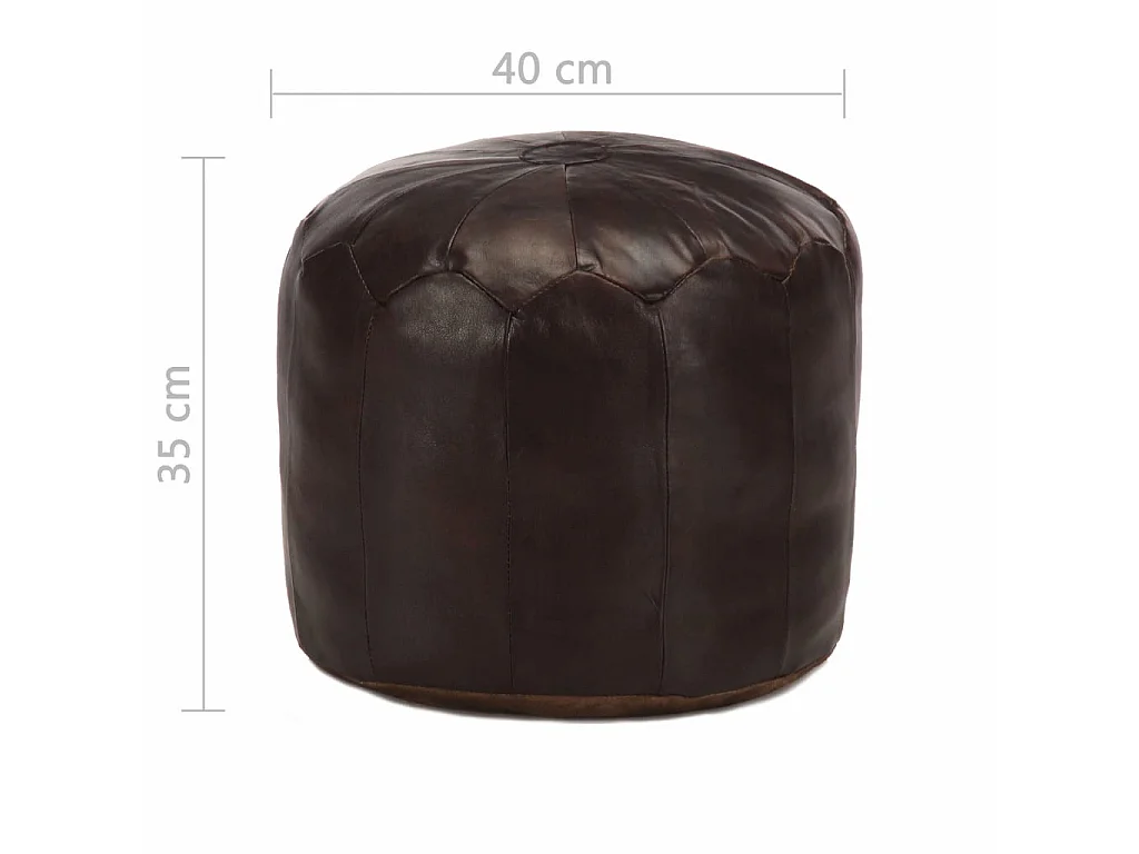 Pouf 40x35 Marron foncé Cuir véritable de chèvre