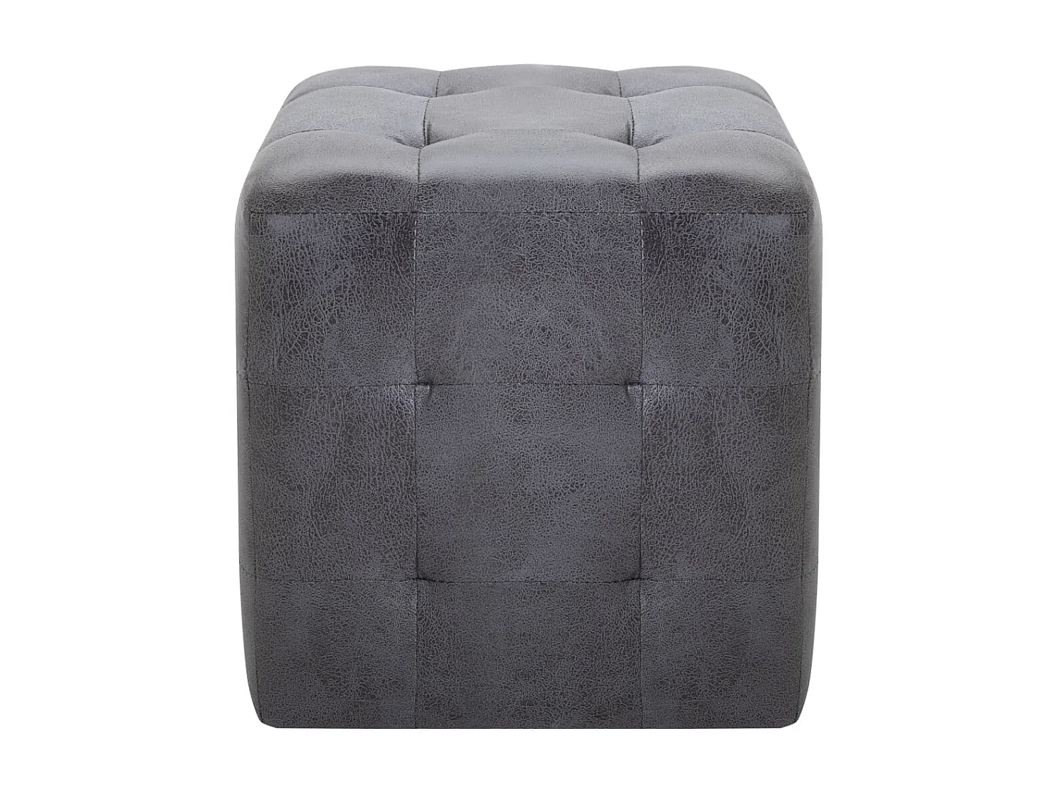 2 Poufs Gris 30 x 30x30 Similicuir daim