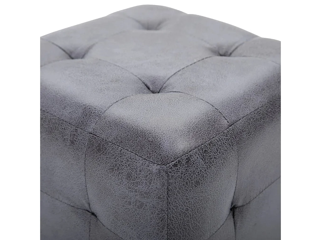 2 Poufs Gris 30 x 30x30 Similicuir daim