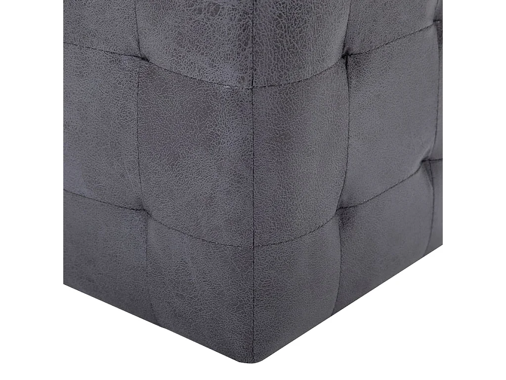 2 Poufs Gris 30 x 30x30 Similicuir daim