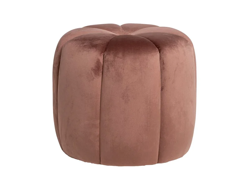 Pouf rond en velours Barko-Couleur Rouge tomette