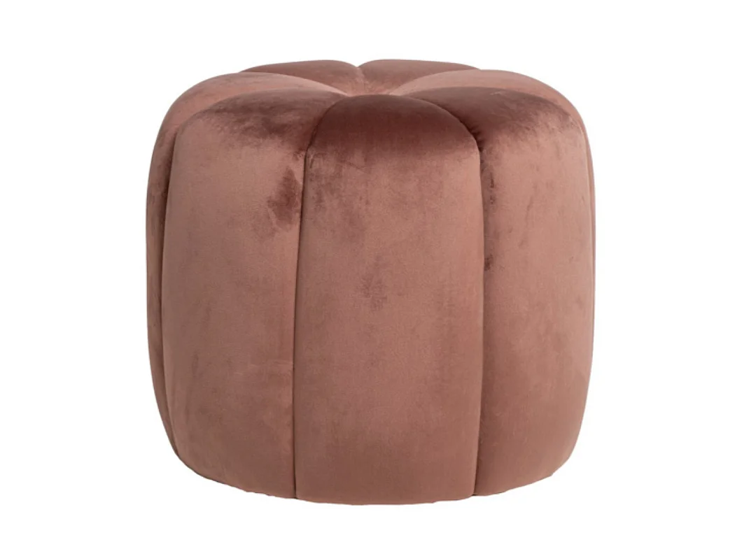 Pouf rond en velours Barko-Couleur Rouge tomette