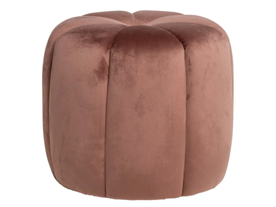 Pouf rond en velours Barko-Couleur Rouge tomette