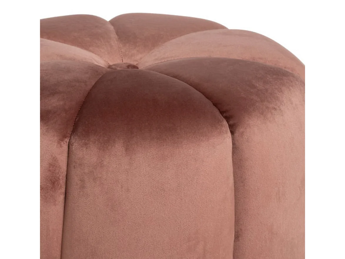 Pouf rond en velours Barko-Couleur Rouge tomette