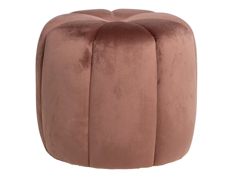 Pouf rond en velours Barko-Couleur Rouge tomette